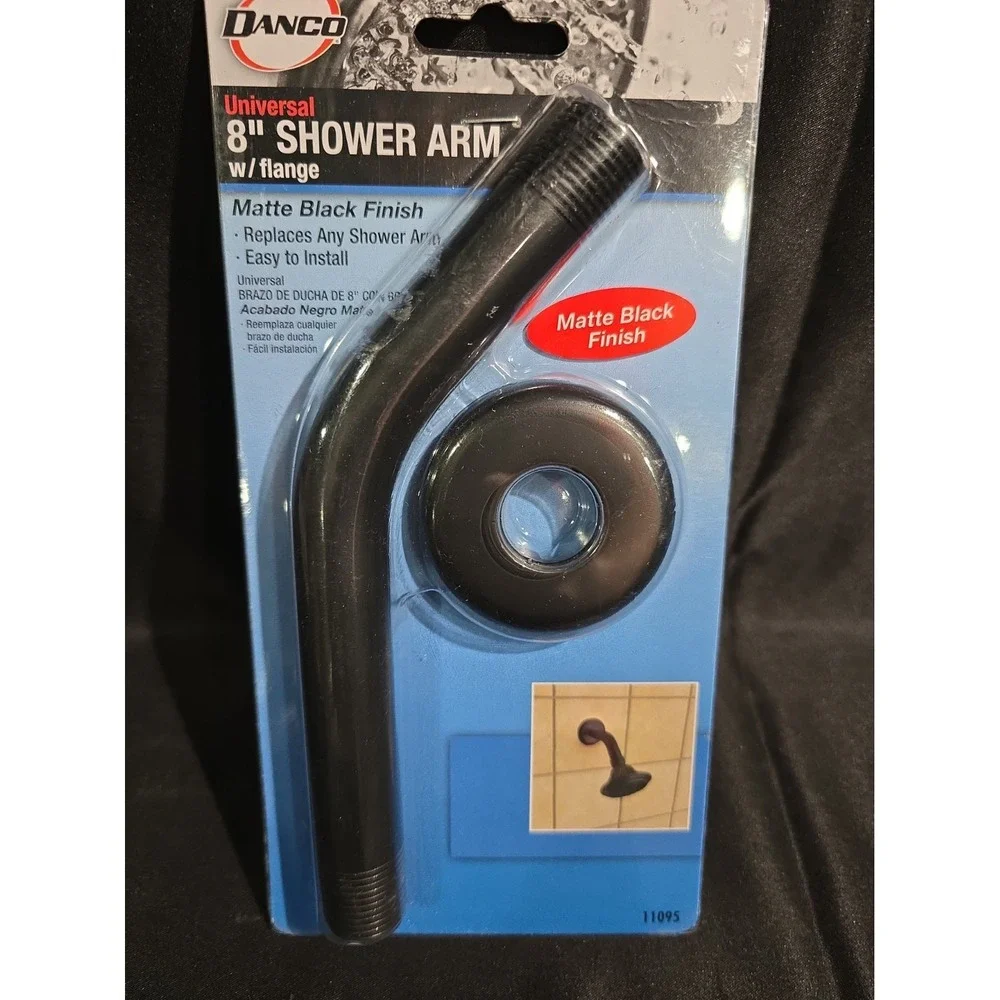 Danco Matte Black 8 in. Shower Arm and Flange Replacement Kit 11095
